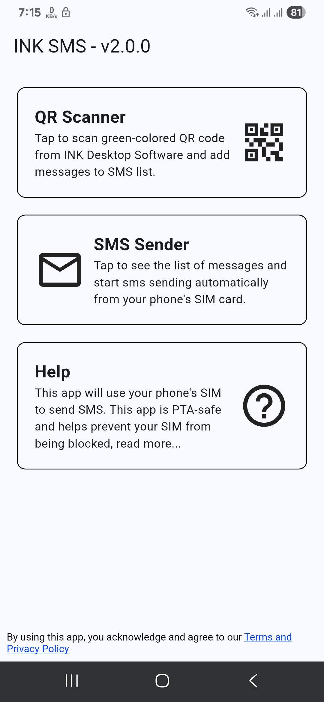 INK-SMS Mobile App